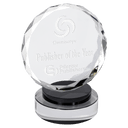 Black & Clear 6" Round Facet Crystal on Round Base