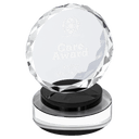 Black & Clear 5" Round Facet Crystal on Round Base