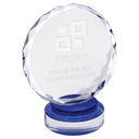 Blue & Clear 7" Round Facet Crystal on Round Base