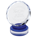 Blue & Clear 6" Round Facet Crystal on Round Base