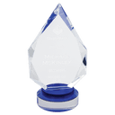 Blue & Clear 9 1/2" Diamond Crystal on Round Base