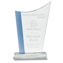9 1/4" Blue Edge Crystal Crest on Clear Base
