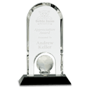 8 3/4" Clear Crystal Dome with Inset Globe on Black Pedestal Base