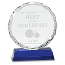 Blue 7" Round Facet Crystal on Pedestal Base