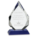 Blue 8" Diamond Crystal on Pedestal Base