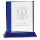 6 1/2" x 7" Blue Edge Crystal on Blue Base