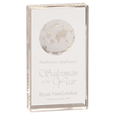 7" Clear Crystal Rectangle with Globe Etching