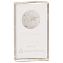 6" Clear Crystal Rectangle with Globe Etching