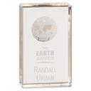 5" Clear Crystal Rectangle with Globe Etching