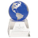 6 1/2" Blue Crystal Globe on Clear Crystal Base