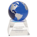 5" Blue Crystal Globe on Clear Crystal Base