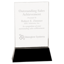 9" Clear Crystal Rectangle Wedge on Black Base