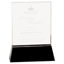Clear Crystal Rectangle Wedge on Black 8" Base
