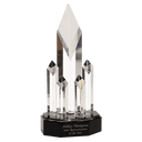 11" Clear Crystal 5 Rising Diamonds on Black Pedestal Base