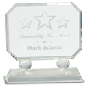 7" Rectangle Crystal on Clear Pedestal Base