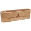 5 1/4" Beech Wood Business Card and Pen Holder