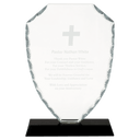 8 1/4" Shield Facet Glass on Black Base