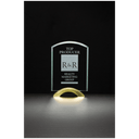 7" x 9 3/4" Arch Series Glass Award with Gold Metal Base