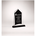 6 5/8" x 7 7/8" Apex Series Glass Award, Black Piano Finish Base with Silver Aluminum Accent