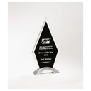 5 1/8"x 9 1/2" Beveled Clear Glass with Black Silkscreen and Silver Aluminum Accent Base