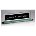 10" x 2 3/4" Glass Name Plate w/Black Silkscreened Engraving Area, Mirror  Border