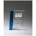 Clear Glass with Sapphire Blue Highlight and Silver 5" x 7" Plated Easel Post