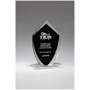 4 1/4" x 7 1/4" Shield Shaped Glass Award with Black Silkscreened Center