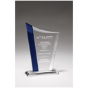 5 1/4 x 8" Zenith Series Clear Glass Award with Blue Glass Highlights