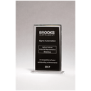 6 1/2" x 9 1/4" Rectangular Glass Award with Black Silkscreened Center