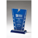6 3/8" x 8 5/8" Constellation Series Glass Award with Blue Background with Chrome Plated Star