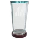 4 1/4" x 8 1/8" Premium Series Clear Glass Award with Rosewood and Alumi   num Base