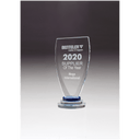 4" x 8 1/4" Chalice Series Sapphire Glass Award with Blue and Clear Glass Pedestal Base
