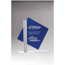 8" x 8 3/8" Diamond Series Blue Silkscreened Glass with Brushed Aluminum Post and Base