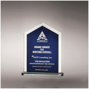 7 1/8" x 9" Pinnacle Series Glass with Blue Silkscreened Center and Silver Mirror Border