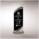 3 1/2" x 9 3/8" x 3/8" Thick Zenith Series Black Silkscreened Glass with Frosted Accents, Heave Aluminum Base