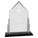 7" x 10 1/4" x 3/8" Thick Peak Series Clear Glass Top with Brushed Silver  Posts and Black Glass Base