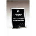 4" x 6" Clear Glass Plaque with Painted Black Background, Silv             er Plated Easel Post