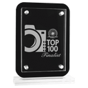 6 1/2" x 8 3/4" Black Floating Glass Standup Plaque