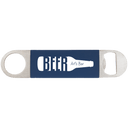 Navy Blue White 1 1/2" x 7" Bottle Opener with Silicone Grip