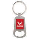 Silver/Red 2 1/8" Laserable Bottle Opener Keychain