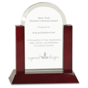 7" Gateway Jade Dome Glass Award with Rosewood Finish Base