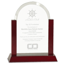 9" Gateway Jade Dome Glass Award with Rosewood Finish Base