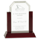 7" Gateway Jade Clip Corner Glass Award with Rosewood Finish Base