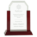 8" Gateway Jade Clip Corner Glass Award with Rosewood Finish Base