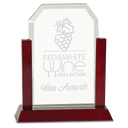 9" Gateway Jade Clip Corner Glass Award with Rosewood Finish Base