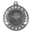 Antique Silver 2 1/4" Basketball Galaxy Medal