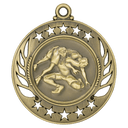 Antique Gold 2 1/4" Wrestling Galaxy Medal