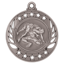 Antique Silver 2 1/4" Wrestling Galaxy Medal