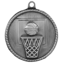 Antique Silver 2" Basketball High Relief Medal