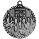 Antique Silver 2" Bowling High Relief Medal